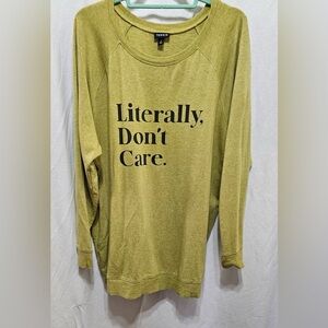Torrid Size 1-Green Sweatshirt - Literally Don't Care